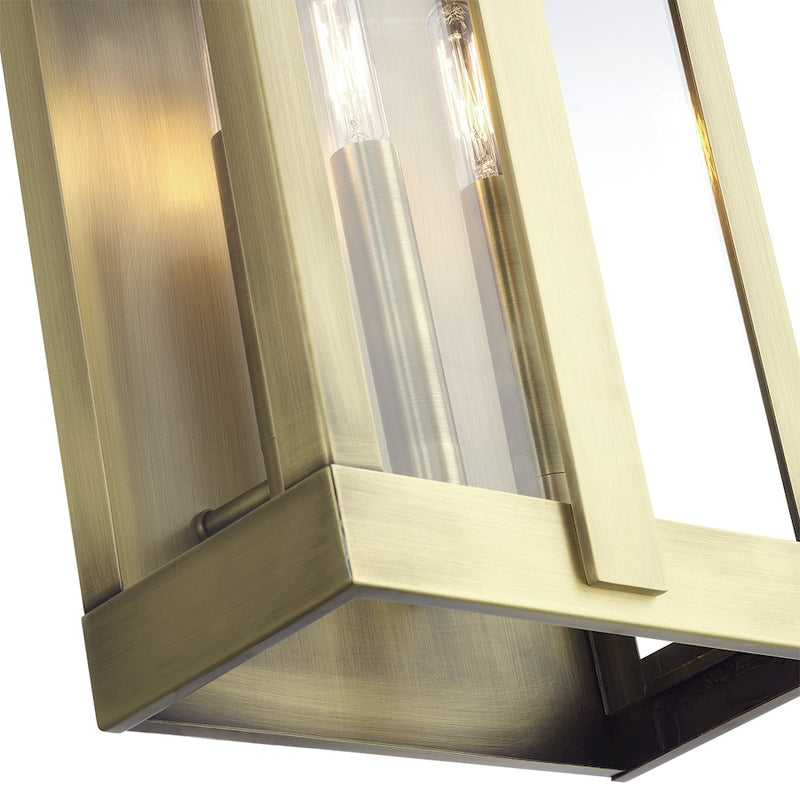 Livex Berksford 3Lt Large Outdoor Wall Lantern, Brass/Clear Glass