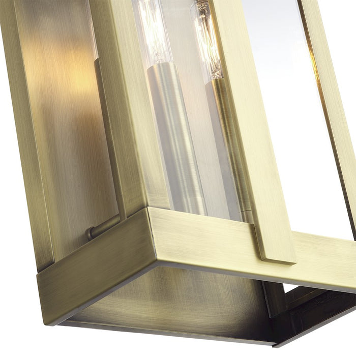 Livex Berksford 3Lt Large Outdoor Wall Lantern, Brass/Clear Glass
