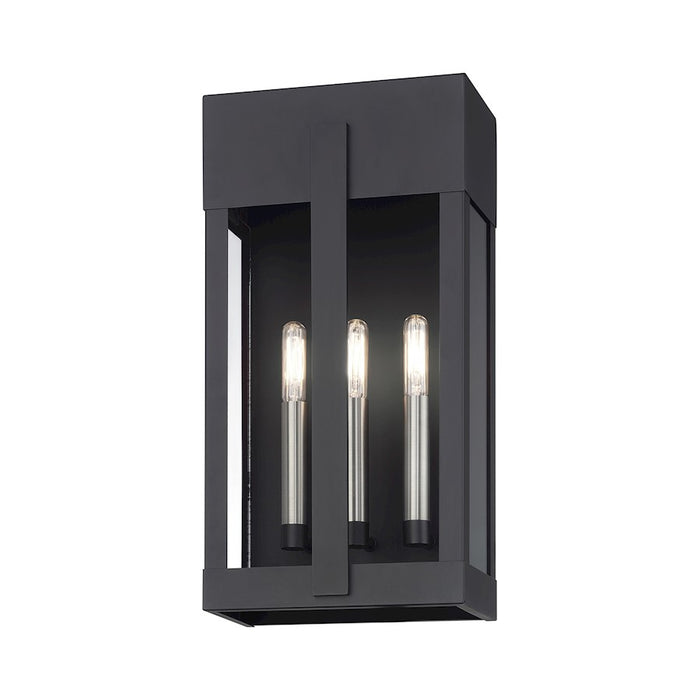 Livex Berksford 3Lt Large Outdoor Wall Lantern, Black/Nickel/Clear