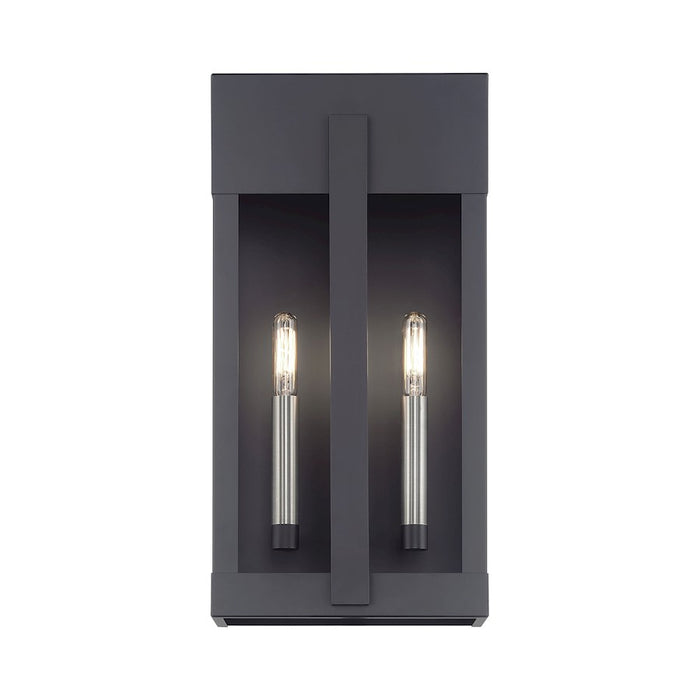 Livex Berksford 3Lt Large Outdoor Wall Lantern, Black/Nickel/Clear