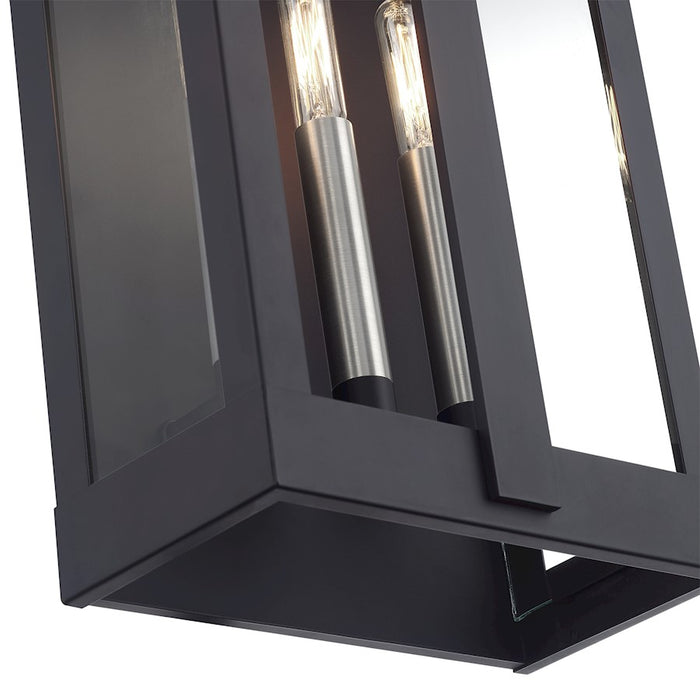 Livex Berksford 3Lt Large Outdoor Wall Lantern, Black/Nickel/Clear