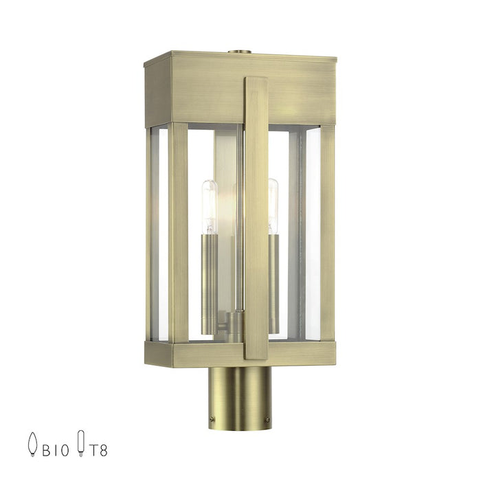 Livex Berksford 2Lt Large Outdoor Post Top Lantern, Brass/Clear Glass - 28964-01