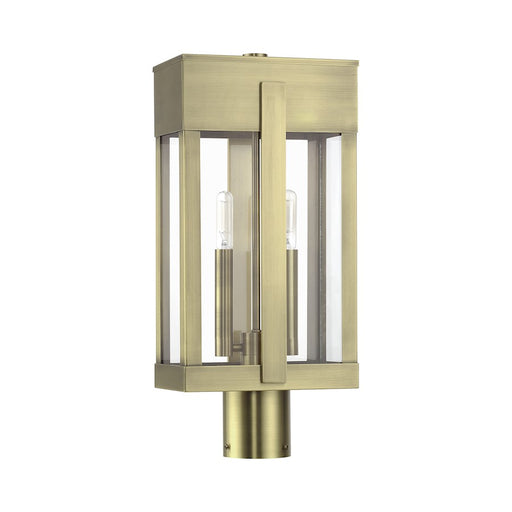 Livex Berksford 2Lt Large Outdoor Post Top Lantern, Brass/Clear Glass