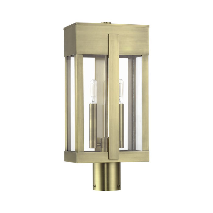 Livex Berksford 2Lt Large Outdoor Post Top Lantern, Brass/Clear Glass