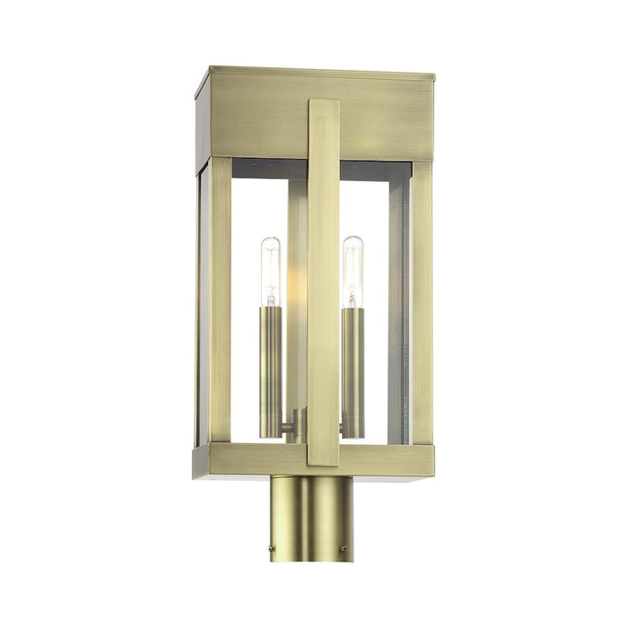 Livex Berksford 2Lt Large Outdoor Post Top Lantern, Brass/Clear Glass