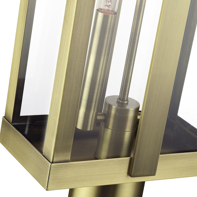 Livex Berksford 2Lt Large Outdoor Post Top Lantern, Brass/Clear Glass