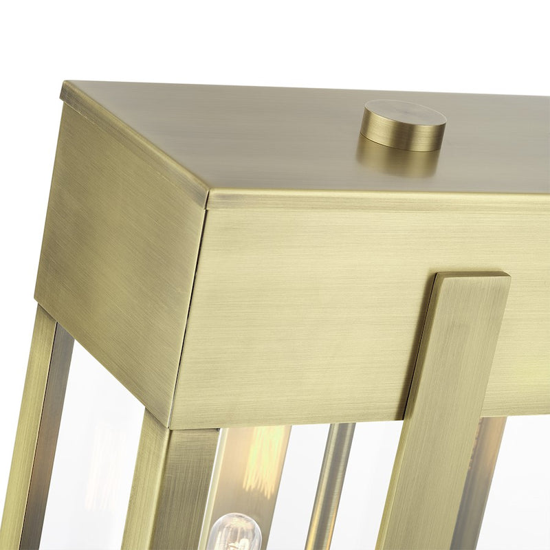 Livex Berksford 2Lt Large Outdoor Post Top Lantern, Brass/Clear Glass
