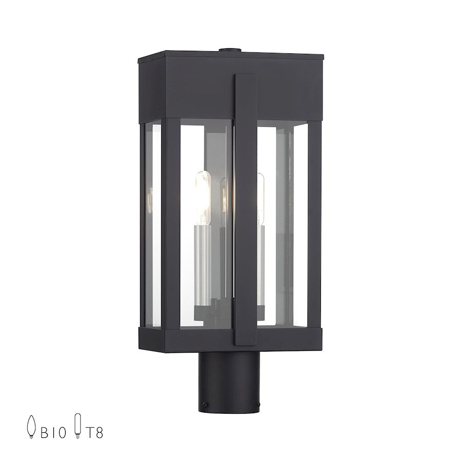 Livex Berksford 2Lt Large Outdoor Post Top Lantern, Black/Nickel - 28964-04