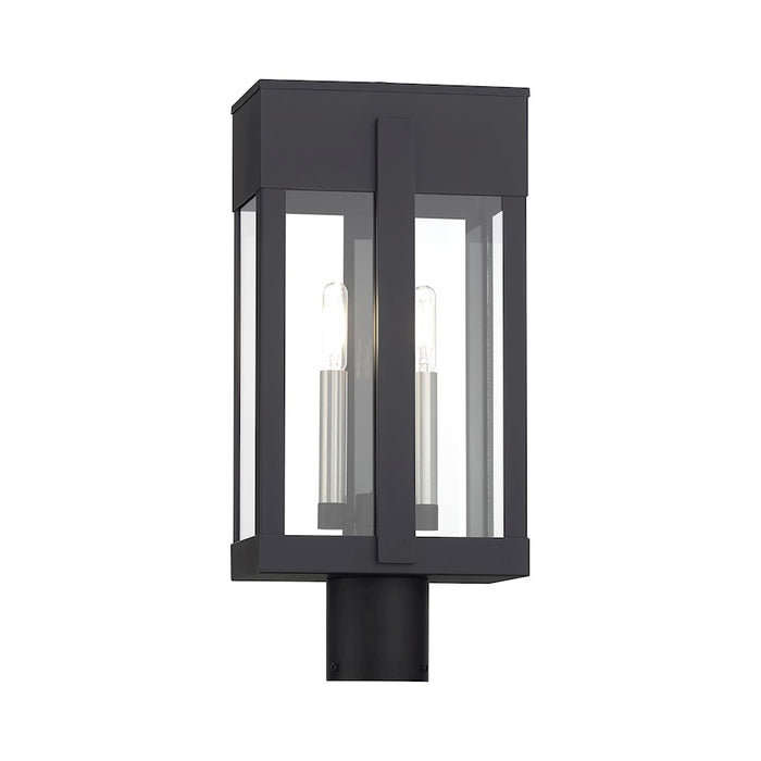 Livex Berksford 2Lt Large Outdoor Post Top Lantern, Black/Nickel