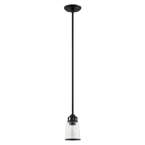 Livex Lawrenceville 1 Light Pendant, Black/Hand Blown Clear Seeded