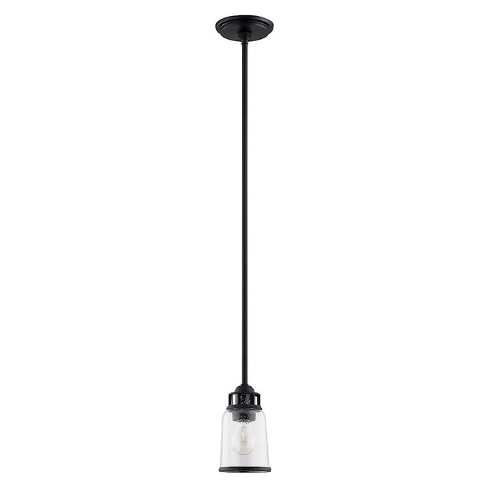 Livex Lawrenceville 1 Light Pendant, Black/Hand Blown Clear Seeded