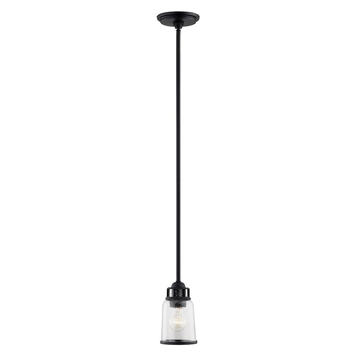 Livex Lawrenceville 1 Light Pendant, Black/Hand Blown Clear Seeded