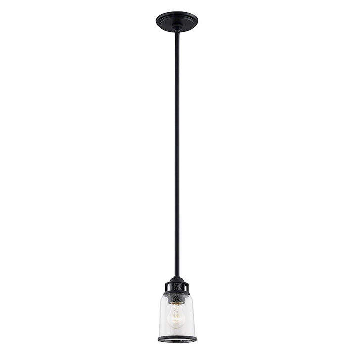 Livex Lawrenceville 1 Light Pendant, Black/Hand Blown Clear Seeded