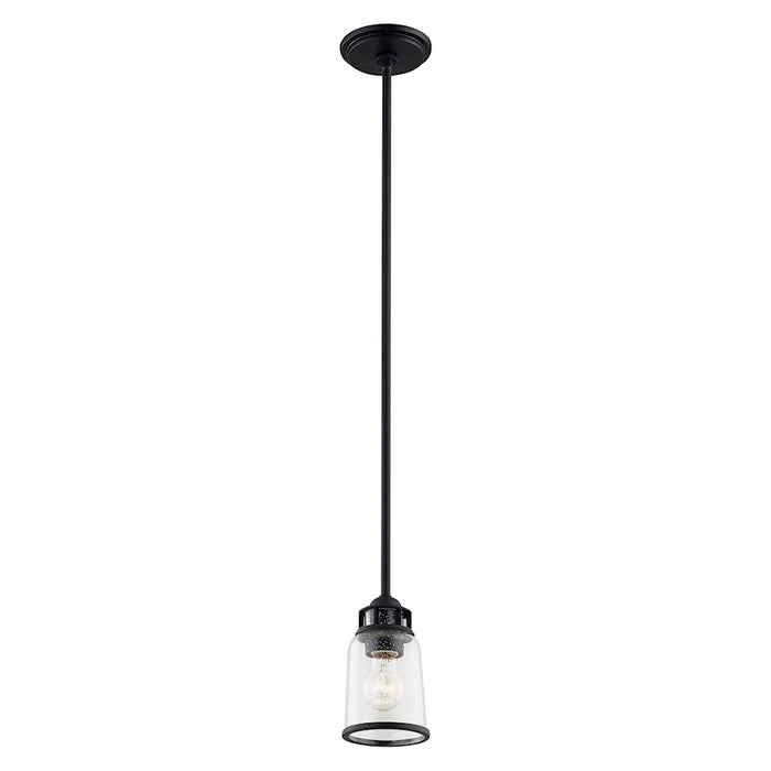 Livex Lawrenceville 1 Light Pendant, Black/Hand Blown Clear Seeded