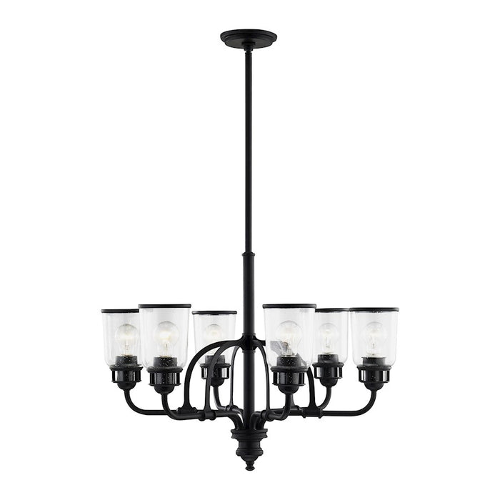 Livex Lawrenceville Chandelier, Black/Hand Blown Clear Seeded