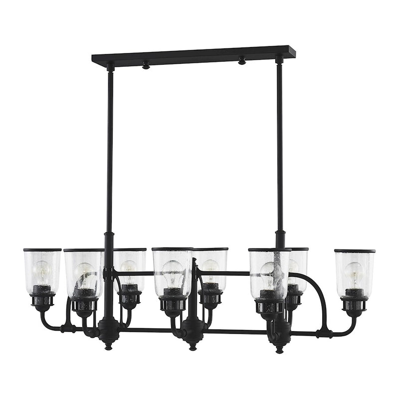Livex Lawrenceville 8 Light Chandelier, Black/Hand Blown Clear Seeded