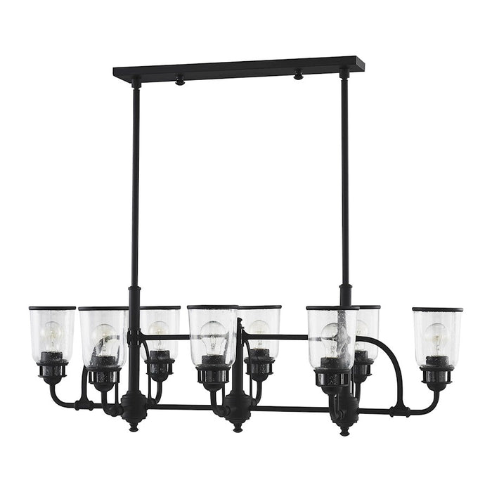 Livex Lawrenceville 8 Light Chandelier, Black/Hand Blown Clear Seeded