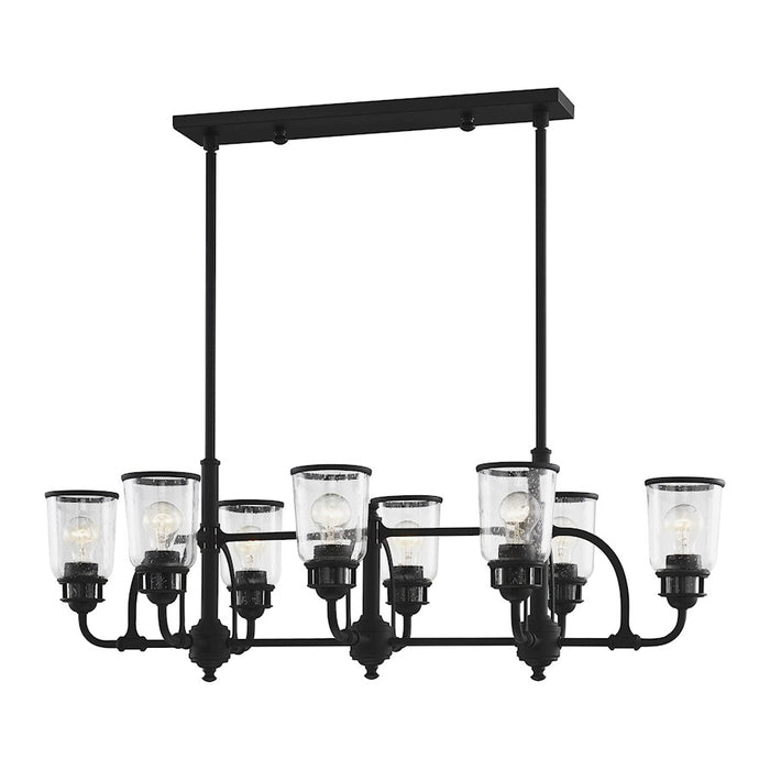 Livex Lawrenceville 8 Light Chandelier, Black/Hand Blown Clear Seeded