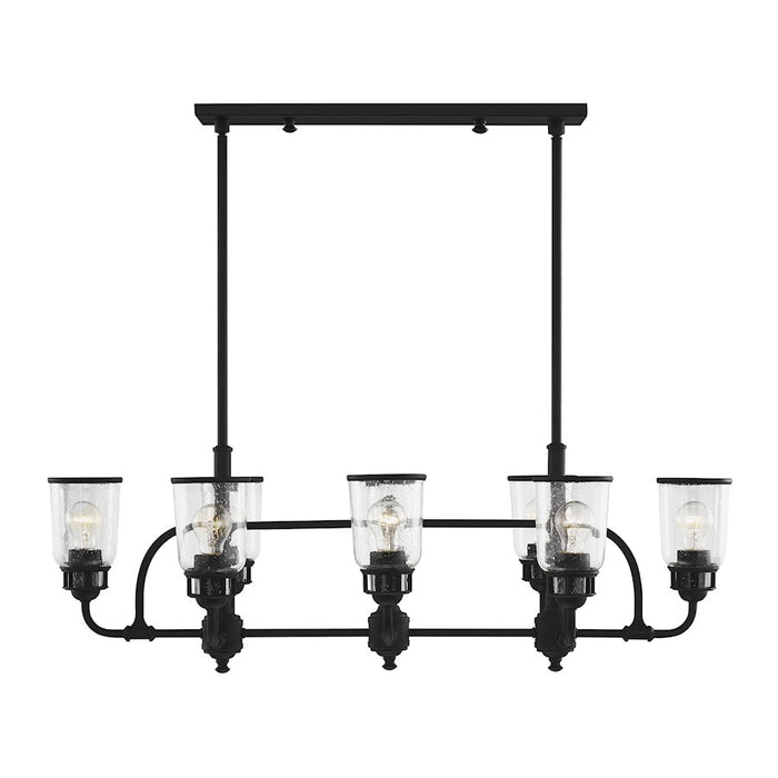 Livex Lawrenceville 8 Light Chandelier, Black/Hand Blown Clear Seeded