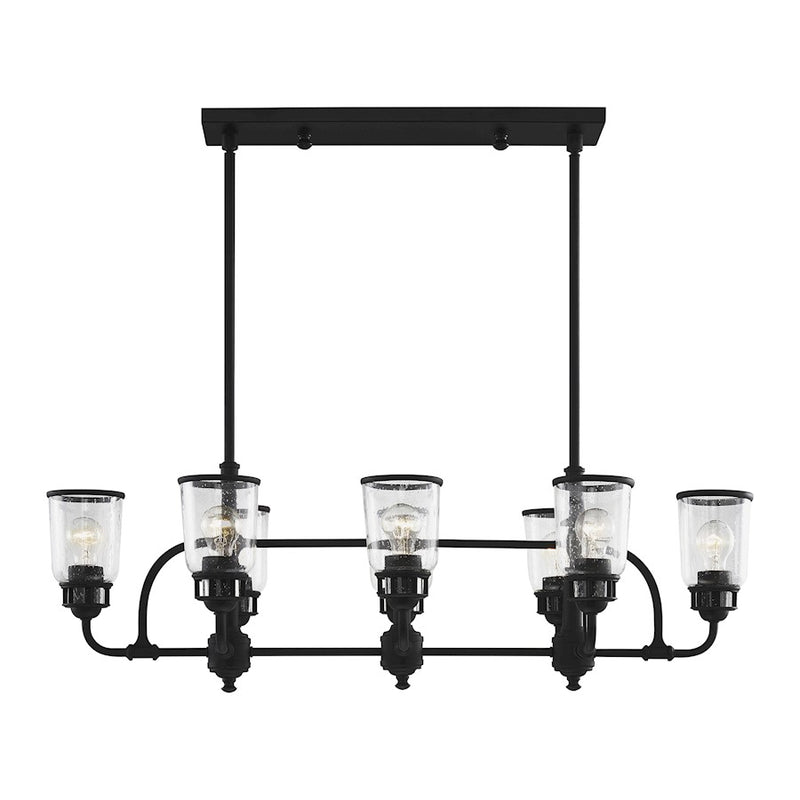 Livex Lawrenceville 8 Light Chandelier, Black/Hand Blown Clear Seeded
