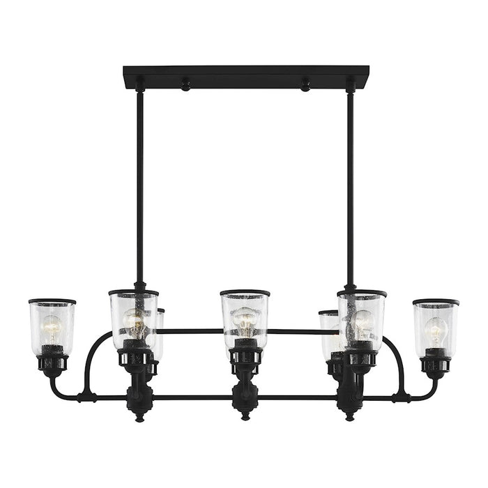 Livex Lawrenceville 8 Light Chandelier, Black/Hand Blown Clear Seeded