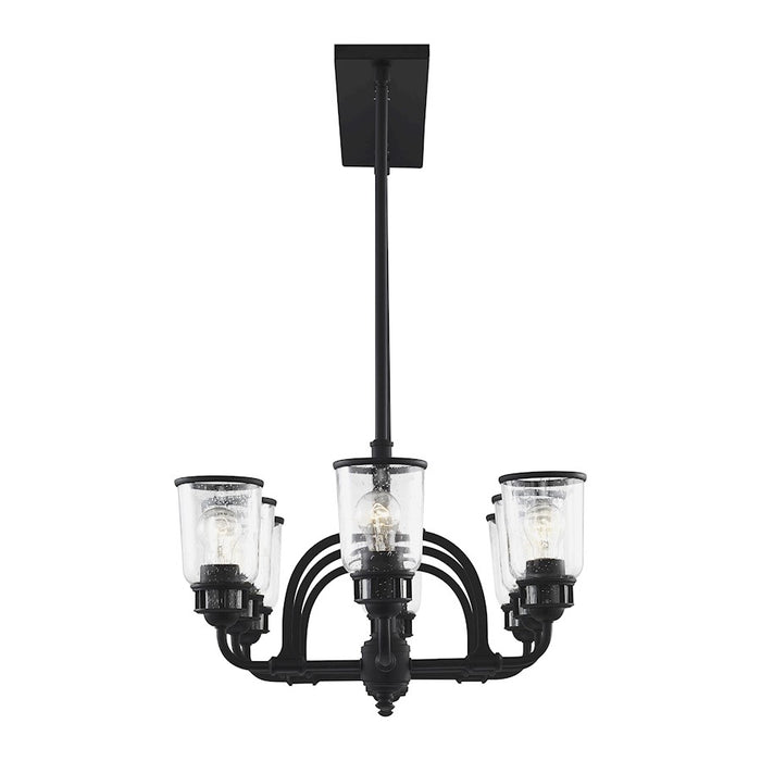 Livex Lawrenceville 8 Light Chandelier, Black/Hand Blown Clear Seeded