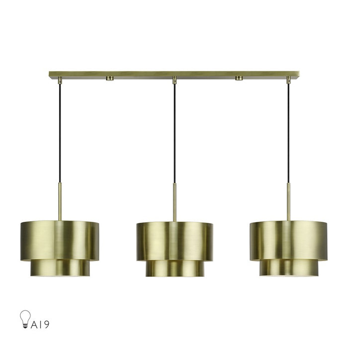 Livex Zolana 3Lt 12" Chandelier, Brass/Brass Steel/Shiny White - 40053-01