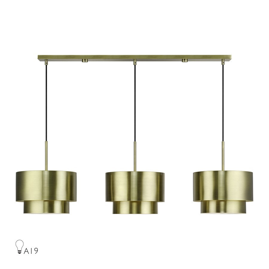 Livex Zolana 3Lt 12" Chandelier, Brass/Brass Steel/Shiny White - 40053-01