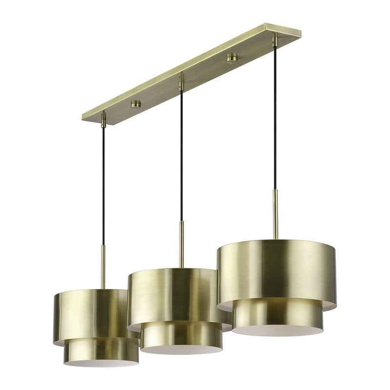 Livex Zolana 3Lt 12" Chandelier, Brass/Brass Steel/Shiny White