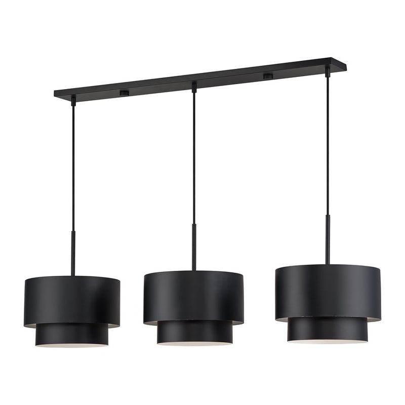 Livex Zolana 3Lt 12" Chandelier, Black/Black Steel/Shiny White