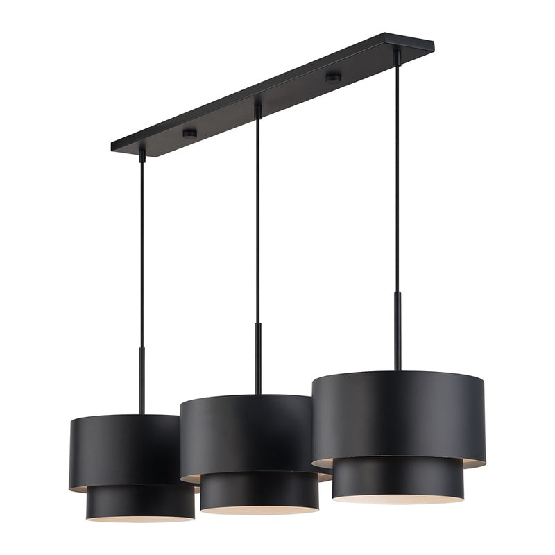 Livex Zolana 3Lt 12" Chandelier, Black/Black Steel/Shiny White