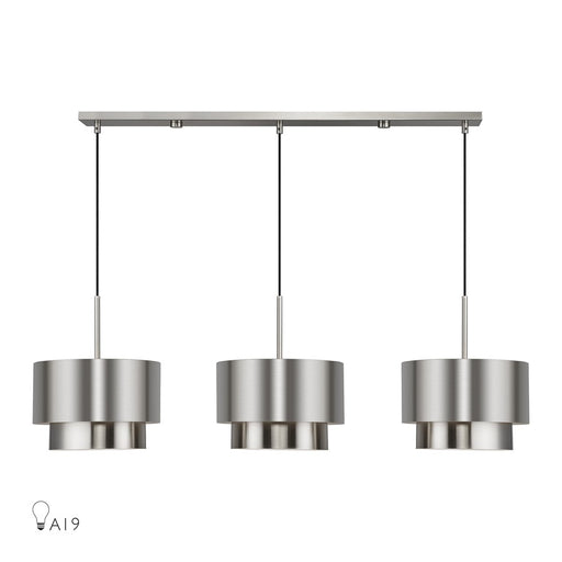 Livex Zolana 3Lt 12" Chandelier, Nickel/Nickel Steel/Shiny White - 40053-91