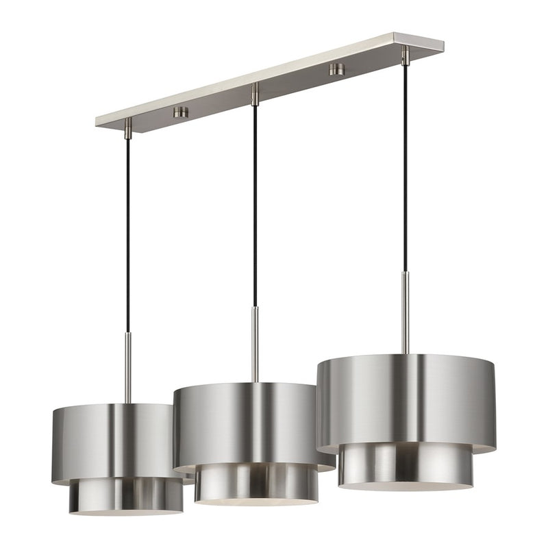 Livex Zolana 3Lt 12" Chandelier, Nickel/Nickel Steel/Shiny White