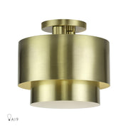 Livex Zolana 2Lt Medium Semi-Flush, Brass/Brass Steel/Shiny White - 40054-01