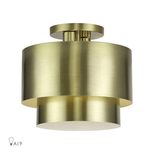 Livex Zolana 2Lt Medium Semi-Flush, Brass/Brass Steel/Shiny White - 40054-01