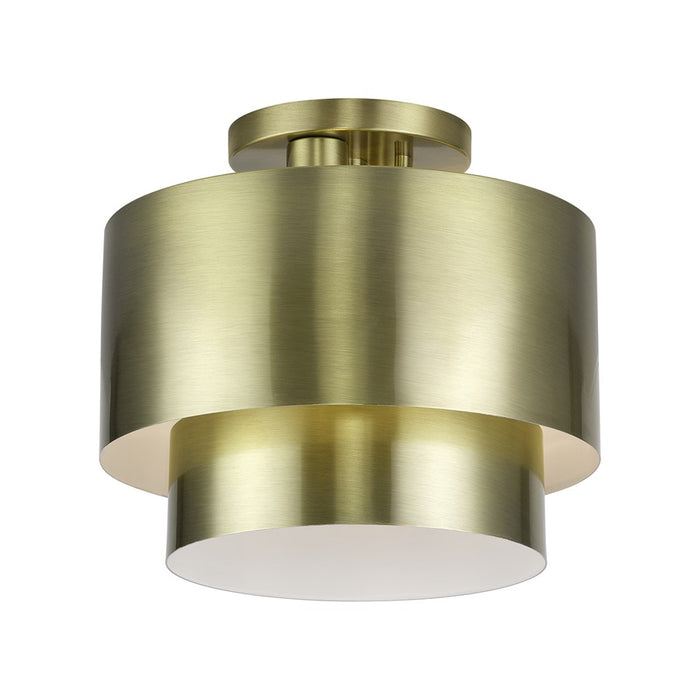 Livex Zolana 2Lt Medium Semi-Flush, Brass/Brass Steel/Shiny White