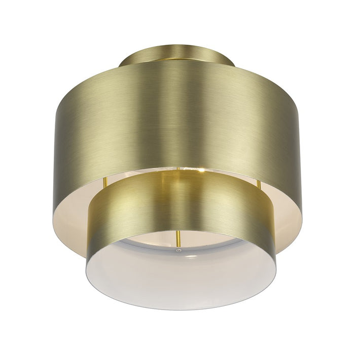 Livex Zolana 2Lt Medium Semi-Flush, Brass/Brass Steel/Shiny White