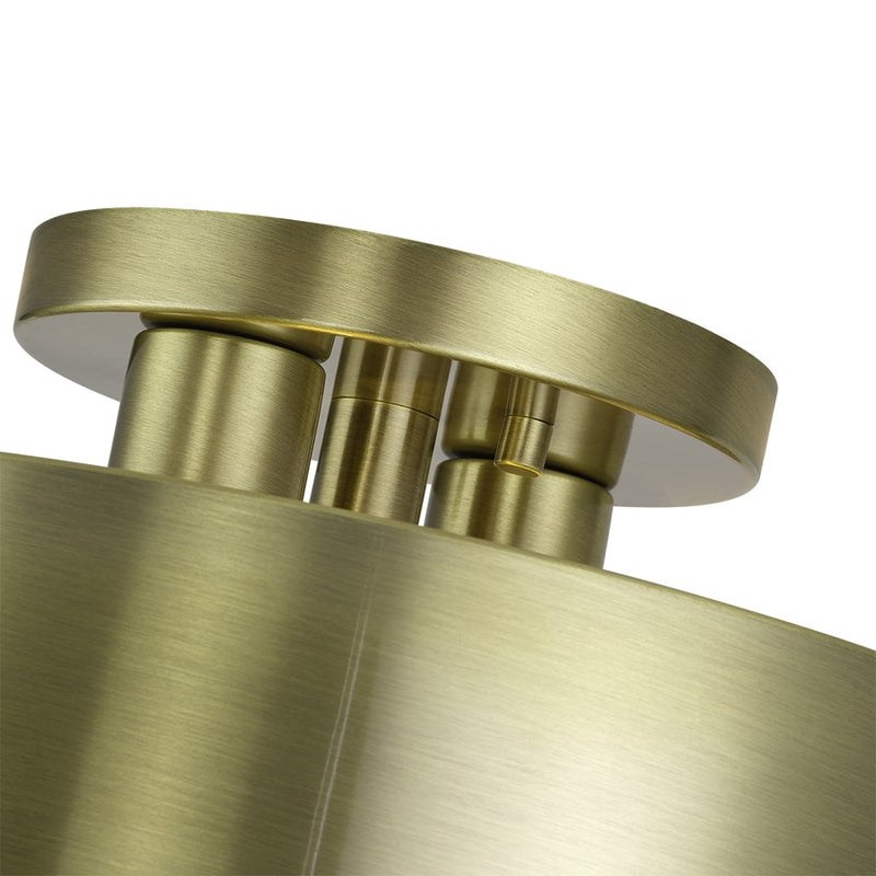 Livex Zolana 2Lt Medium Semi-Flush, Brass/Brass Steel/Shiny White