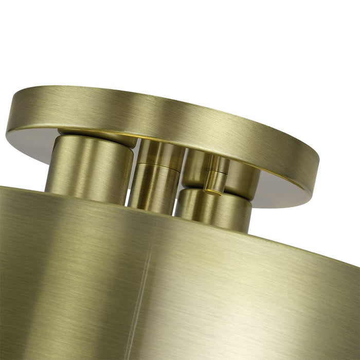 Livex Zolana 2Lt Medium Semi-Flush, Brass/Brass Steel/Shiny White
