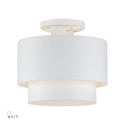 Livex Zolana 2Lt Medium Semi-Flush, White/White Steel/White - 40054-03