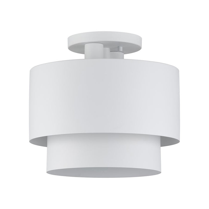 Livex Zolana 2Lt Medium Semi-Flush, White/White Steel/White