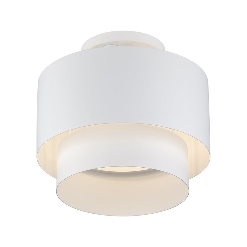 Livex Zolana 2Lt Medium Semi-Flush, White/White Steel/White