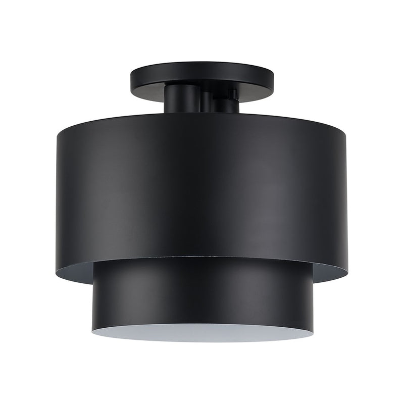 Livex Zolana 2Lt Medium Semi-Flush, Black/Black Steel/Shiny White