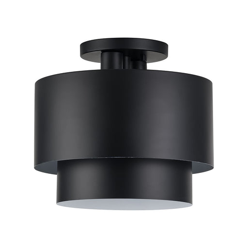 Livex Zolana 2Lt Medium Semi-Flush, Black/Black Steel/Shiny White