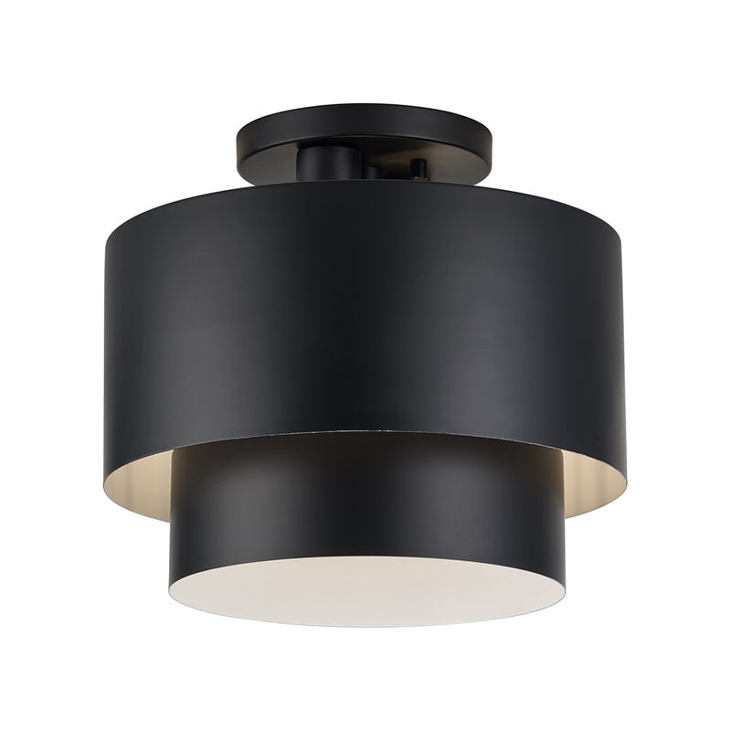 Livex Zolana 2Lt Medium Semi-Flush, Black/Black Steel/Shiny White