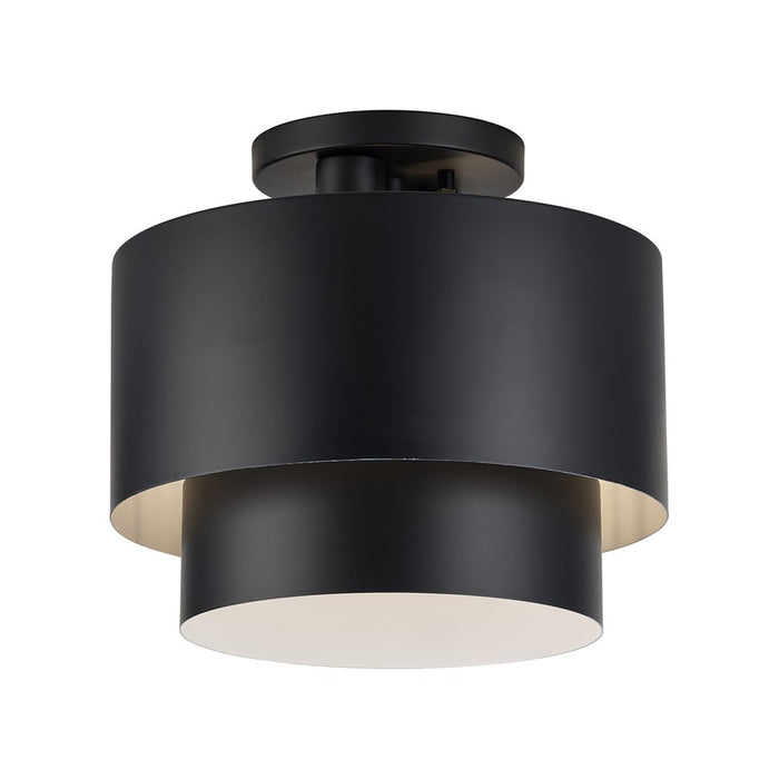 Livex Zolana 2Lt Medium Semi-Flush, Black/Black Steel/Shiny White