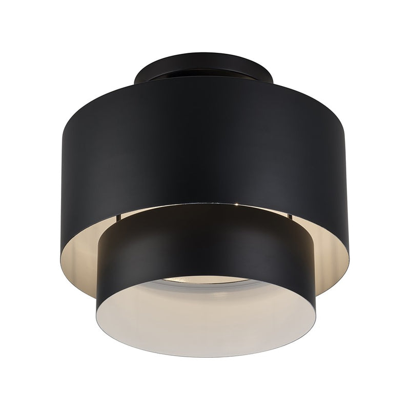 Livex Zolana 2Lt Medium Semi-Flush, Black/Black Steel/Shiny White