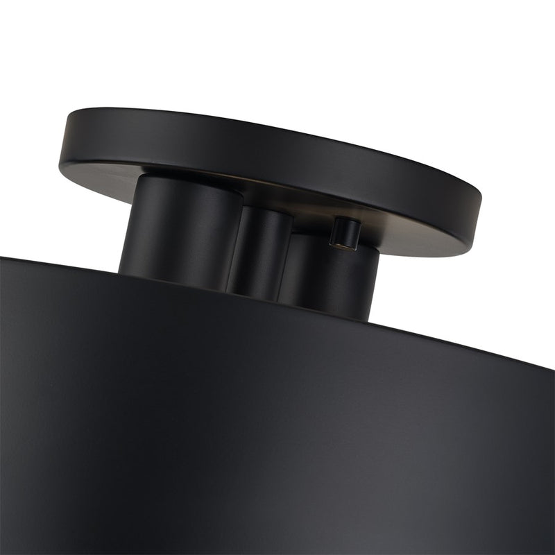 Livex Zolana 2Lt Medium Semi-Flush, Black/Black Steel/Shiny White