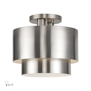 Livex Zolana 2Lt Medium Semi-Flush, Nickel/Nickel/Shiny White - 40054-91