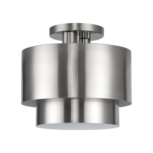Livex Zolana 2Lt Medium Semi-Flush, Nickel/Nickel/Shiny White